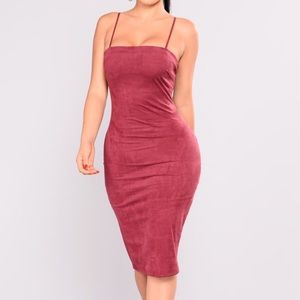 Suede Dress - Burgundy